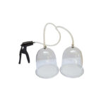 Full breast enlargement kit including cups, manual pump, silicone tubing, airlock connector, and discreet travel bag